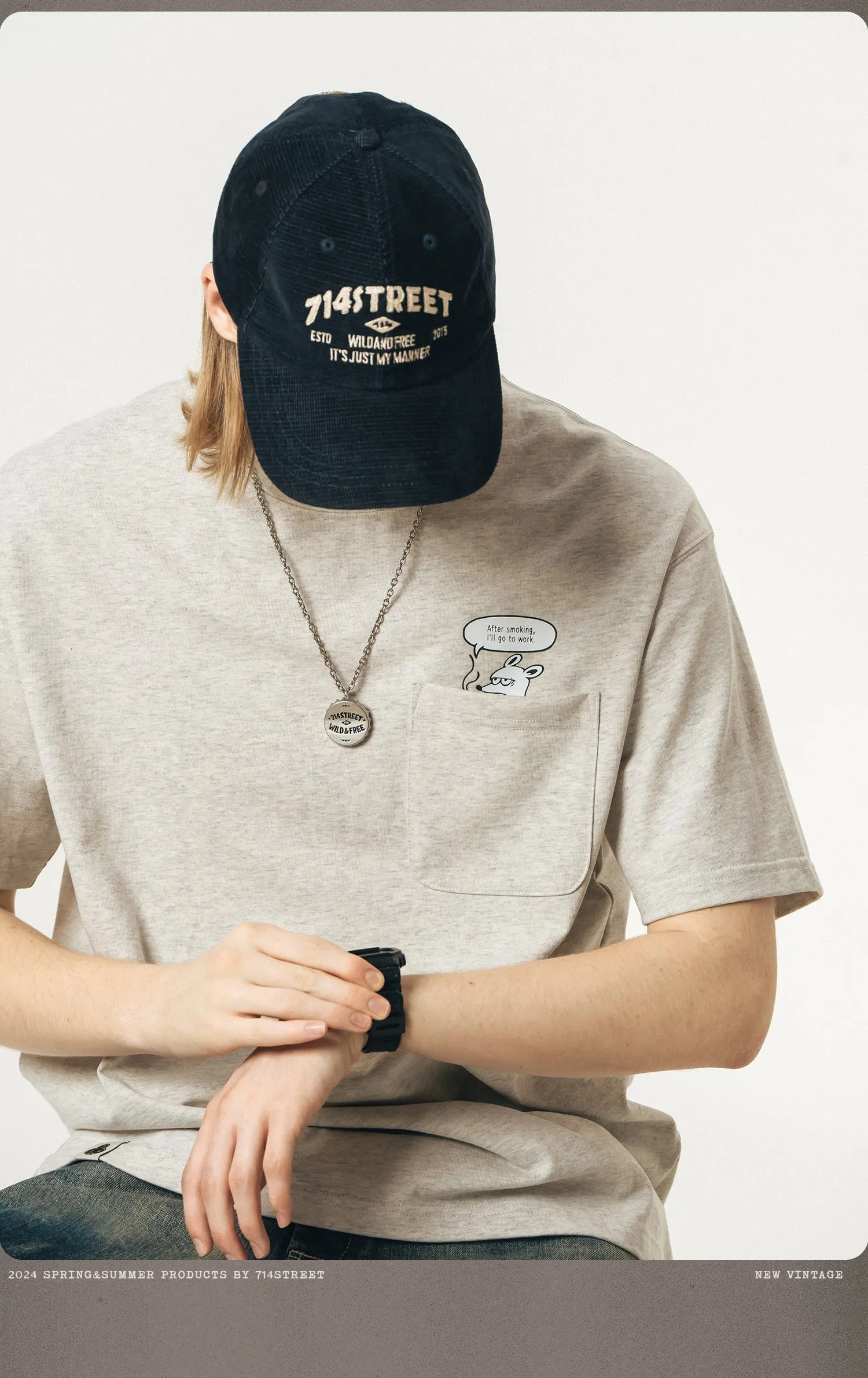 714STREET バックプリントドッグT 714ST051
