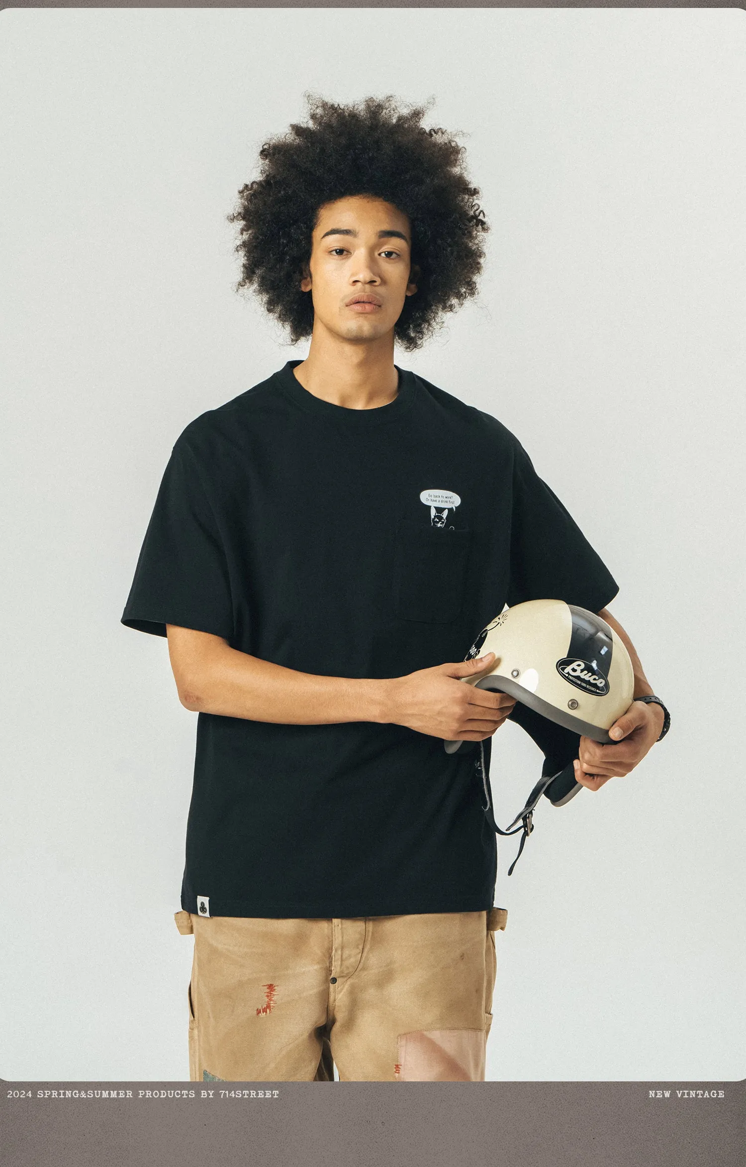 714STREET バックプリントドッグT 714ST051