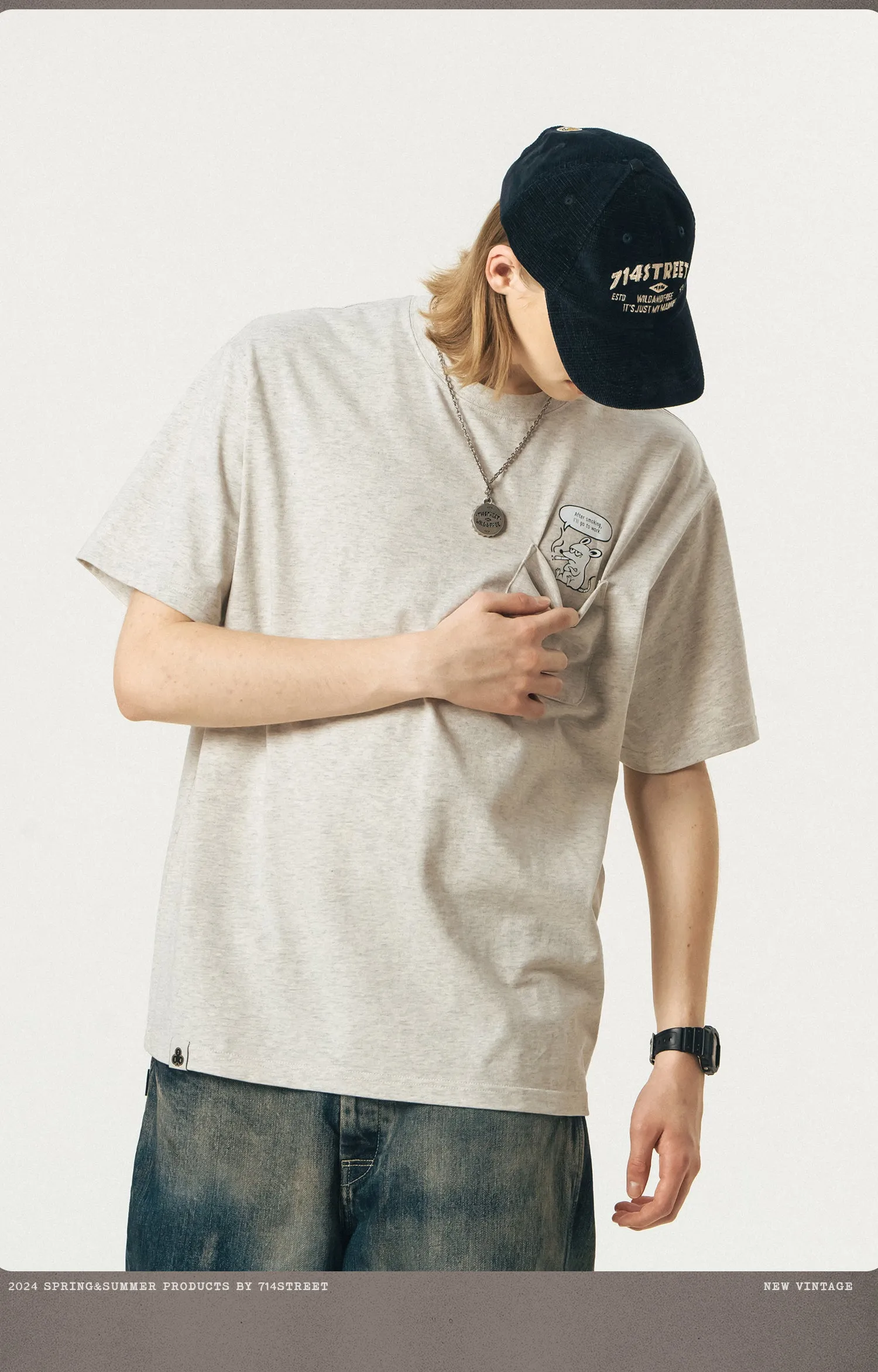 714STREET バックプリントドッグT 714ST051