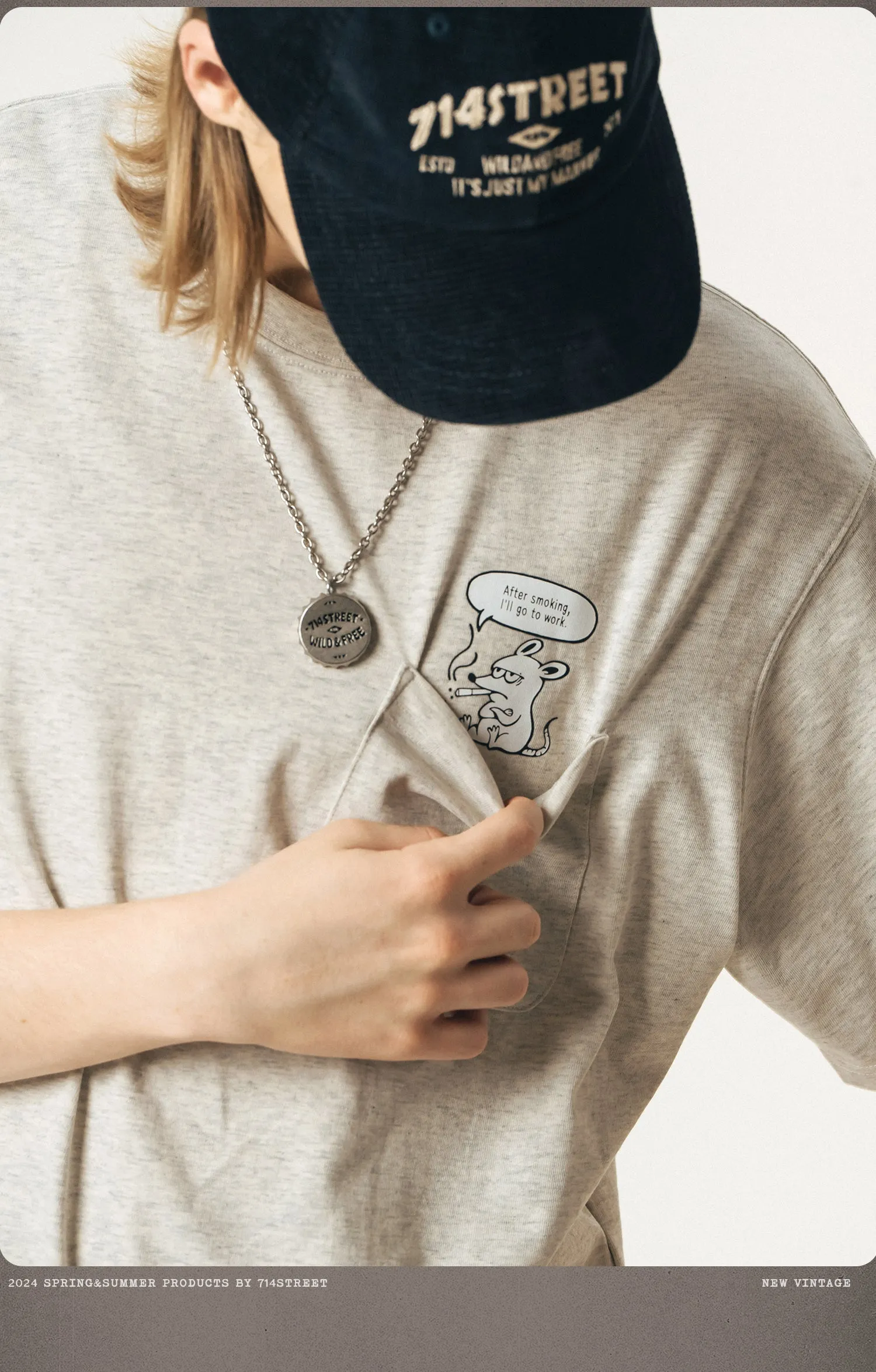 714STREET バックプリントドッグT 714ST051
