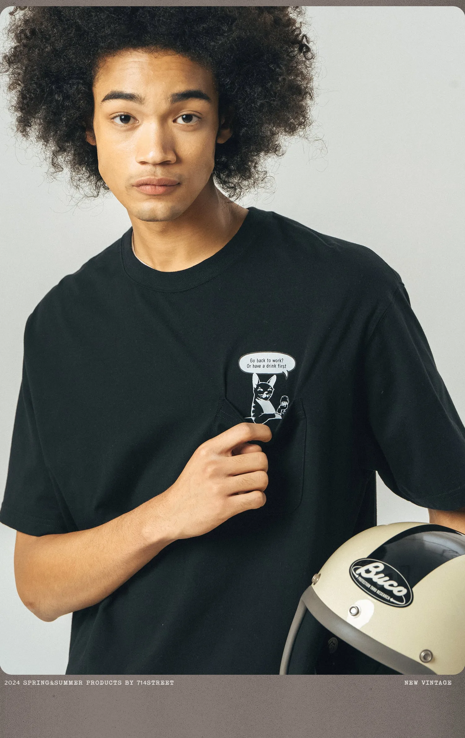 714STREET バックプリントドッグT 714ST051