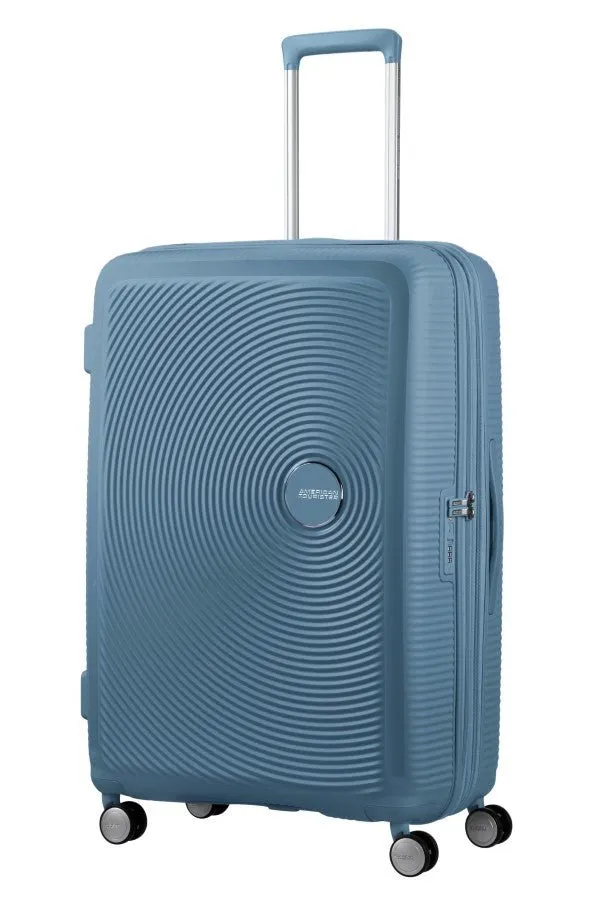American Tourister Soundbox 3 Piece Luggage Set- Expandable | Stone Blue