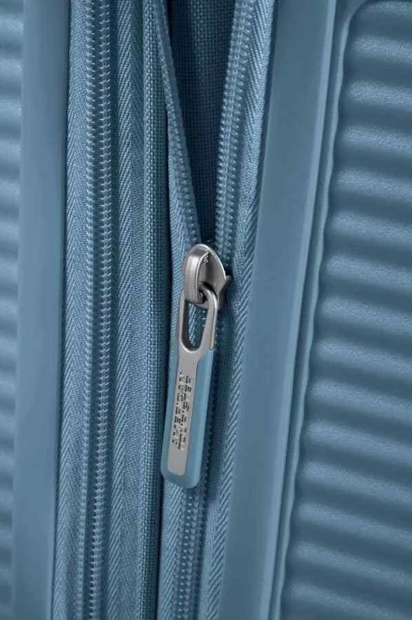 American Tourister Soundbox 3 Piece Luggage Set- Expandable | Stone Blue