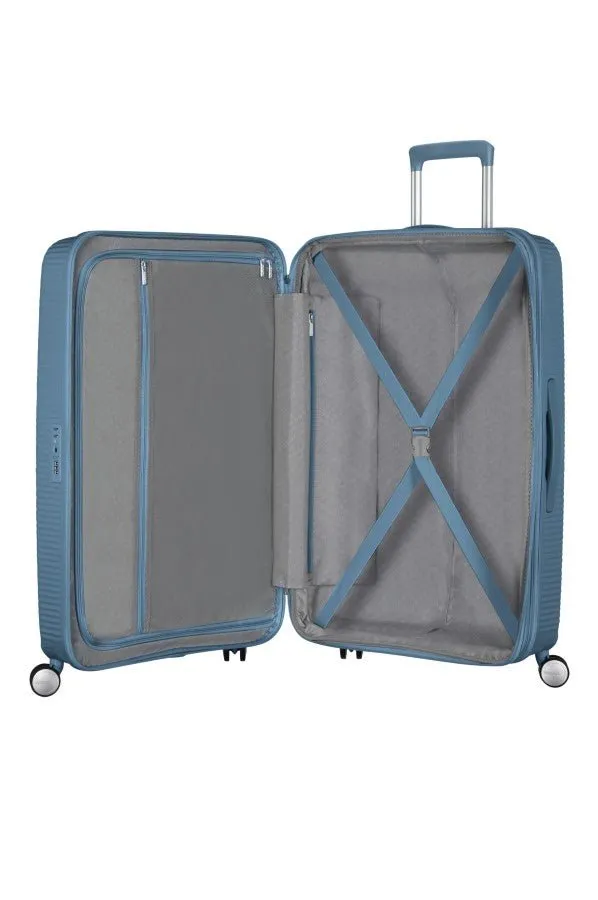 American Tourister Soundbox 3 Piece Luggage Set- Expandable | Stone Blue