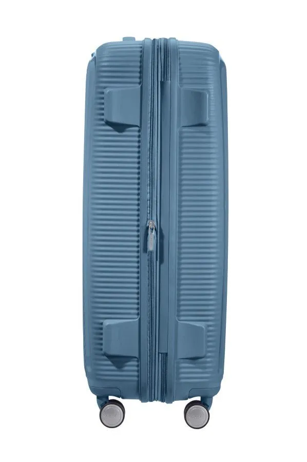 American Tourister Soundbox 3 Piece Luggage Set- Expandable | Stone Blue