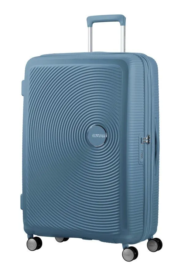 American Tourister Soundbox 3 Piece Luggage Set- Expandable | Stone Blue