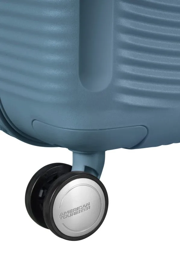 American Tourister Soundbox 3 Piece Luggage Set- Expandable | Stone Blue