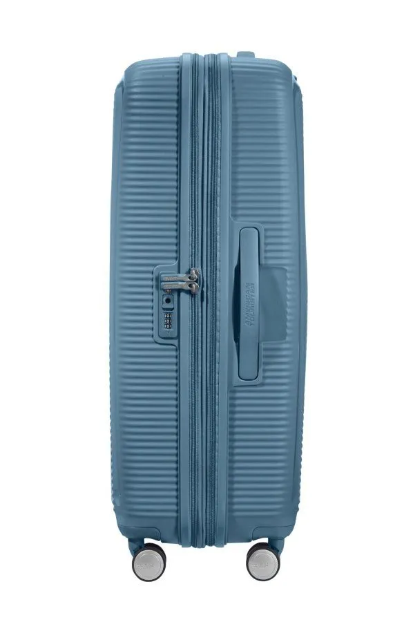American Tourister Soundbox 3 Piece Luggage Set- Expandable | Stone Blue