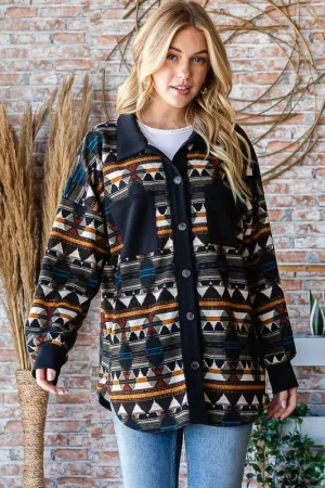 AZTEC SHACKET OLIVE MULTI