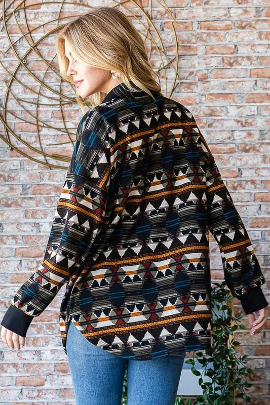 AZTEC SHACKET OLIVE MULTI