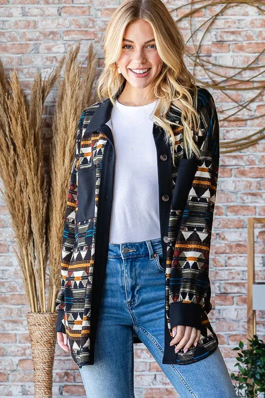 AZTEC SHACKET OLIVE MULTI