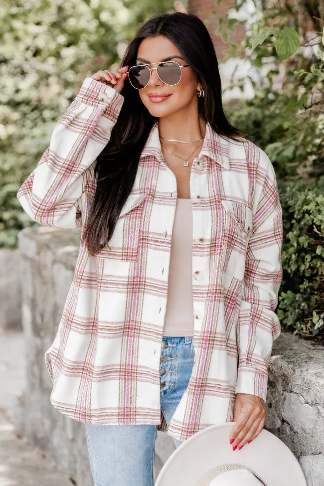 Be Uniquely You Pink And Brown Plaid Shacket