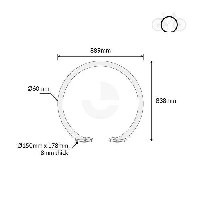 Bike Rack Circular Stainless Steel Surface Mounted - 304 Grade