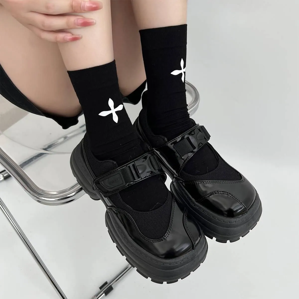 Black Y2K Aesthetic Platform Shoes