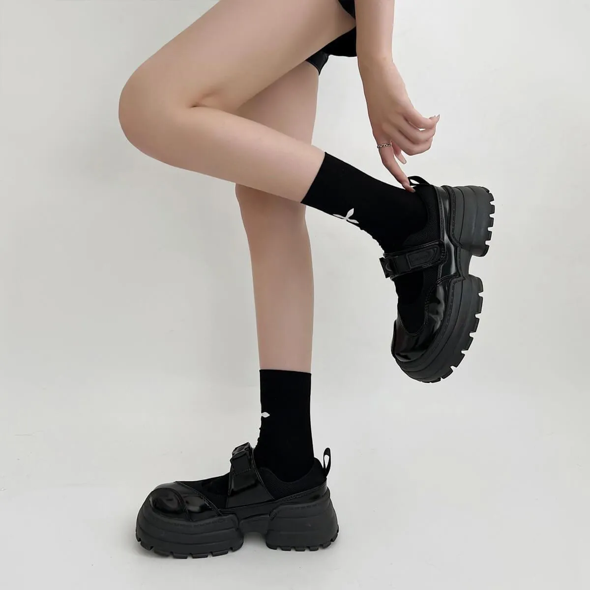 Black Y2K Aesthetic Platform Shoes