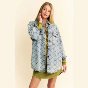 Cambria Blue Quilted Denim Shacket