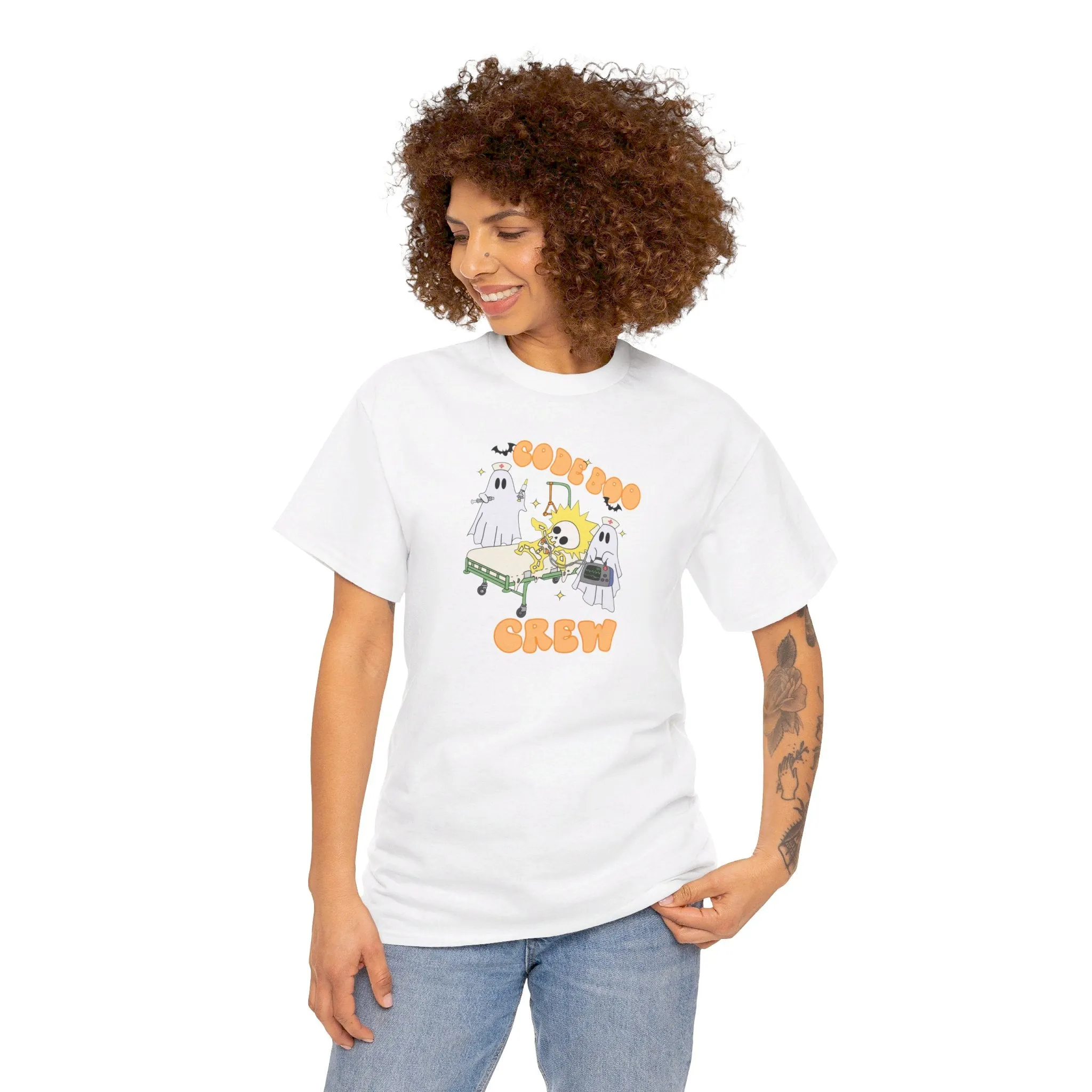 Code Boo Crew, Pediatric Halloween Unisex Heavy Cotton Tee