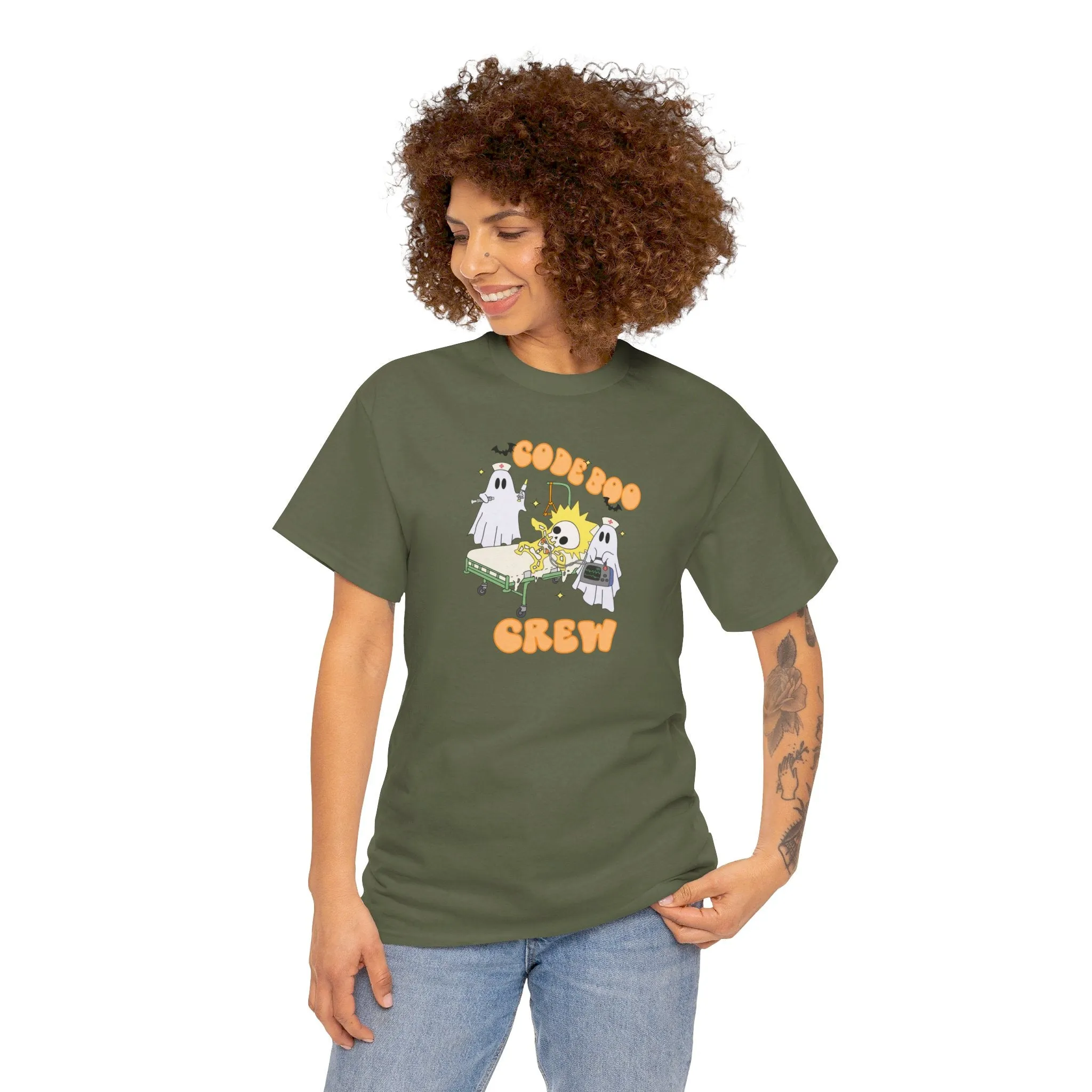 Code Boo Crew, Pediatric Halloween Unisex Heavy Cotton Tee