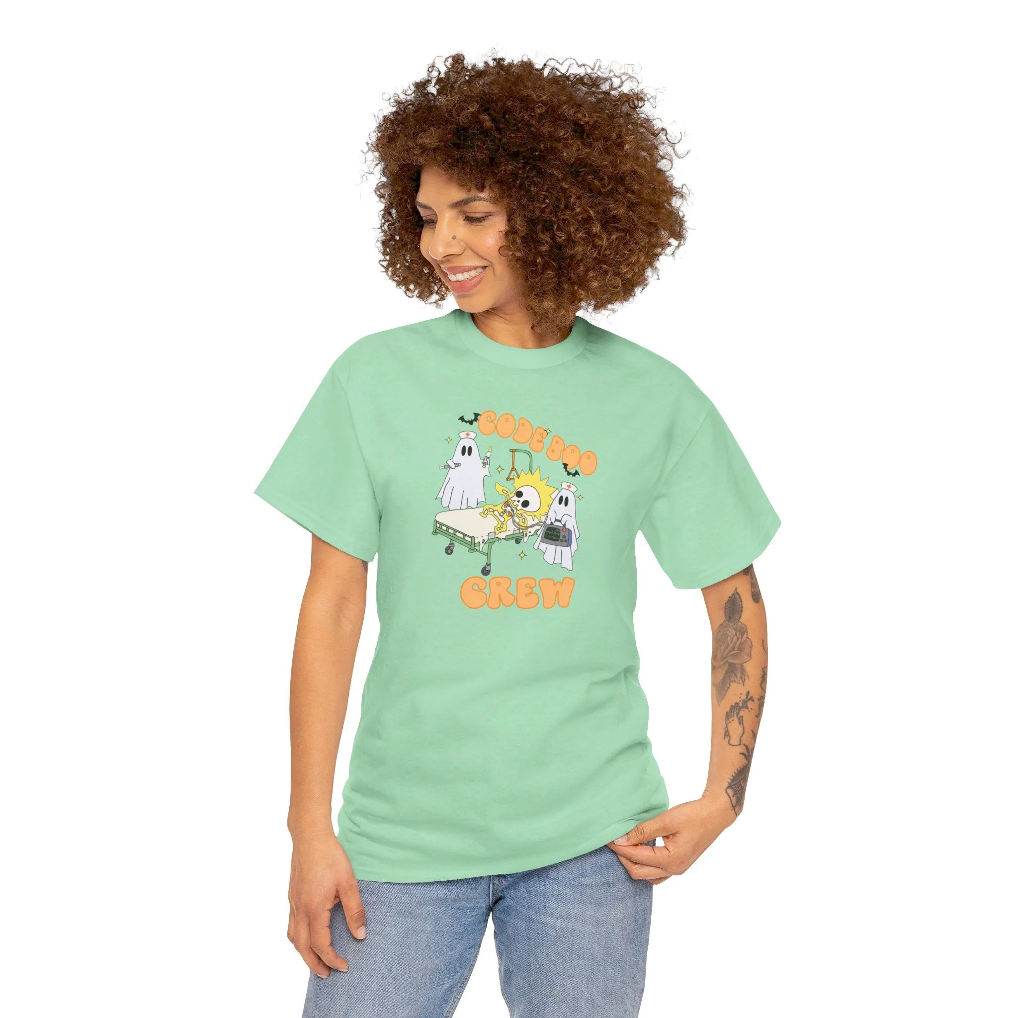 Code Boo Crew, Pediatric Halloween Unisex Heavy Cotton Tee