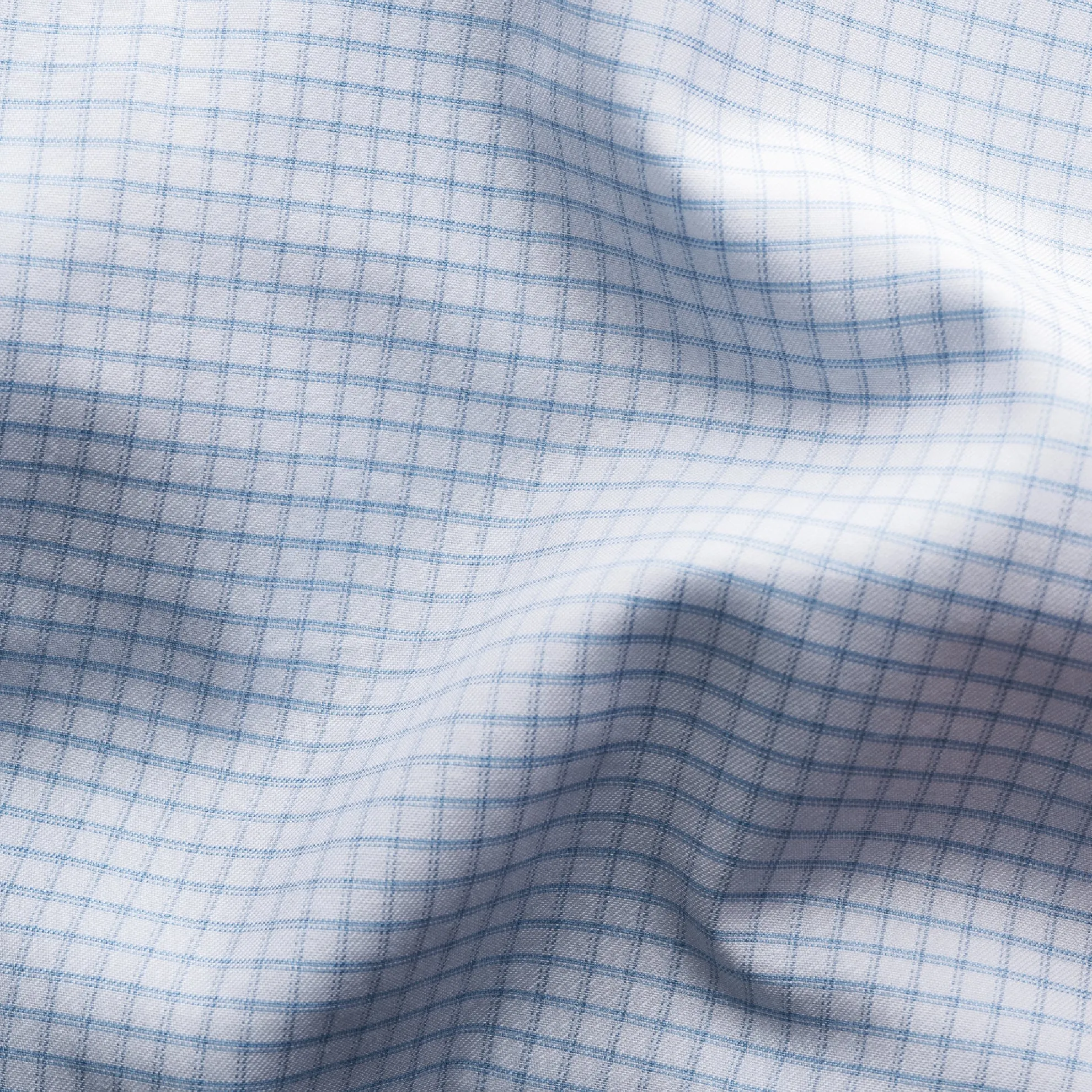 Contemporary Fit Check Cotton-Tencel Shirt / Light Blue