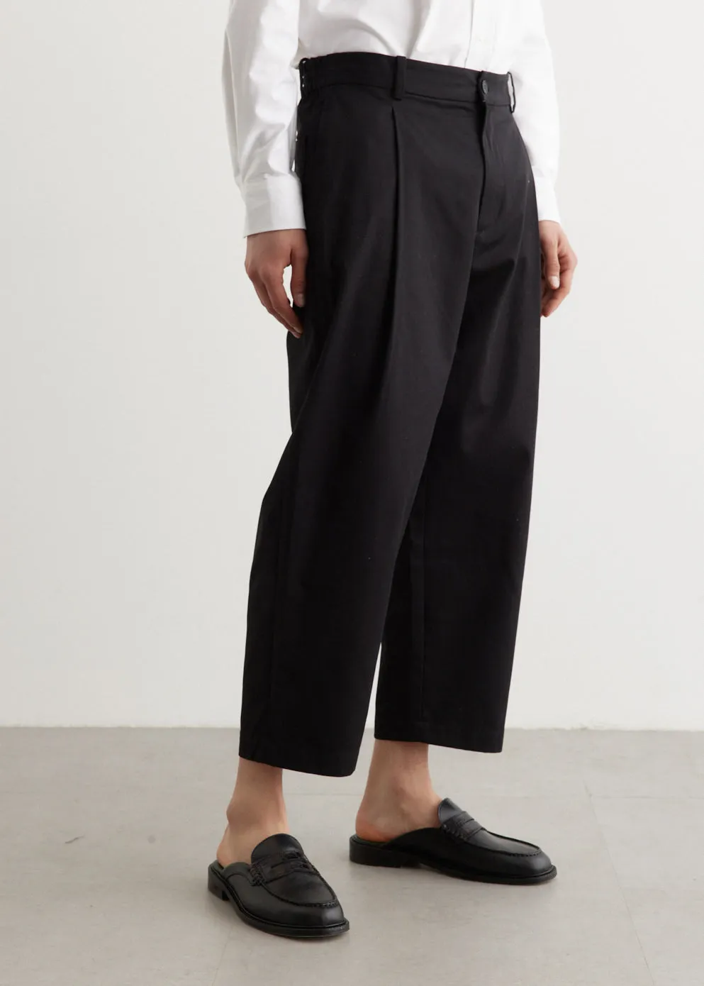 Cropped Pleated Chino Pants