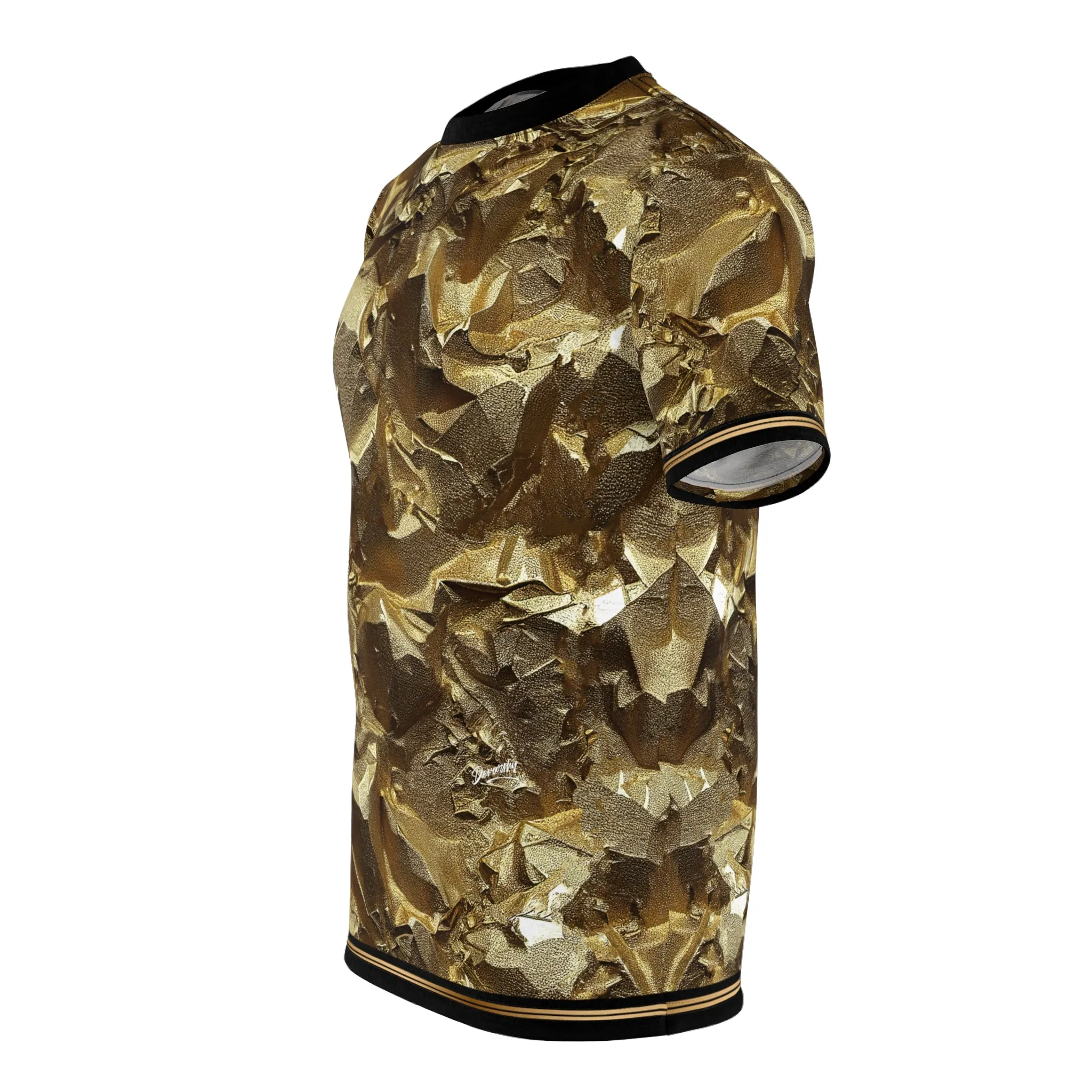 Crumpled Gold T-Shirt Unisex All Over Print Tee Gold Print Unisex T-Shirt | X3343B