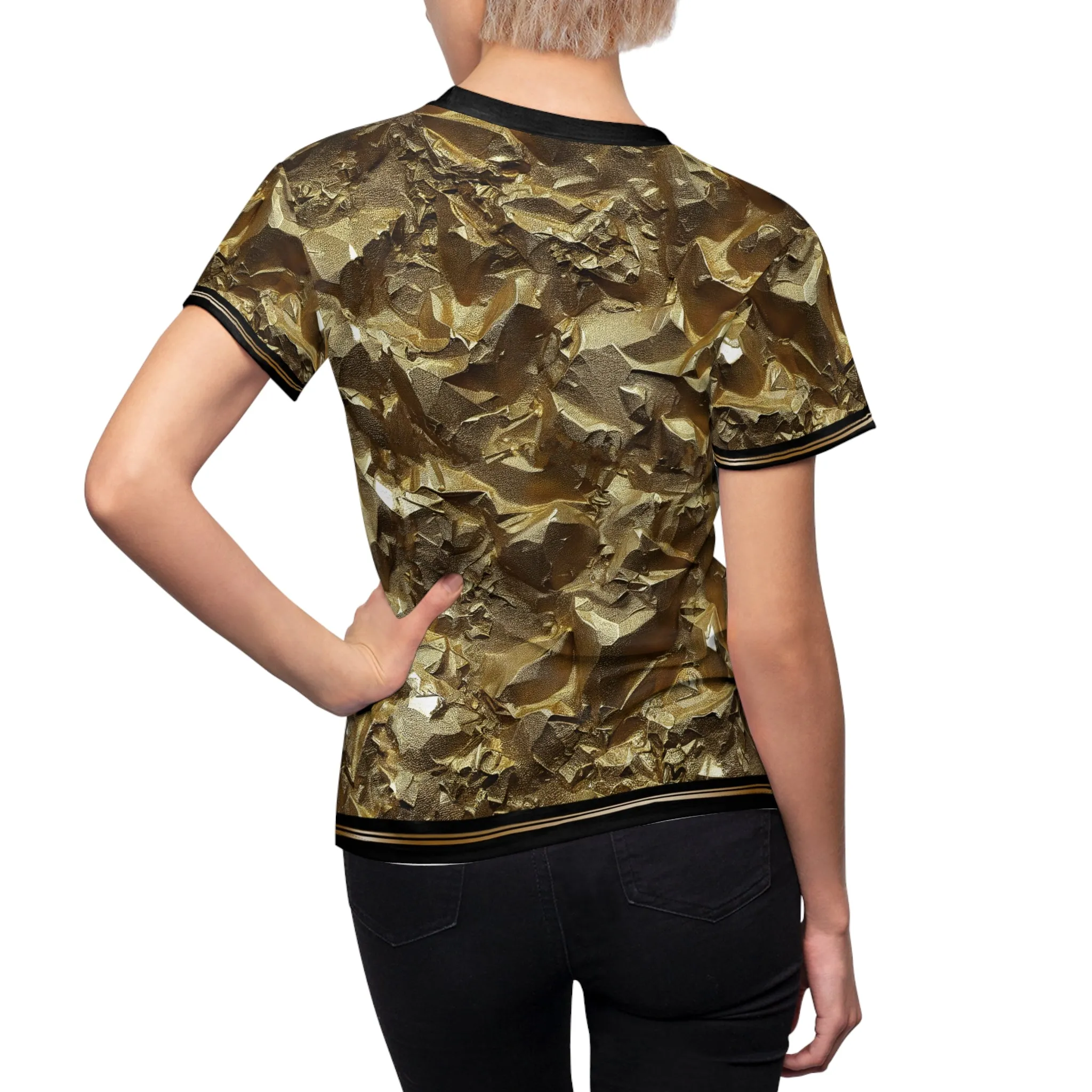 Crumpled Gold T-Shirt Unisex All Over Print Tee Gold Print Unisex T-Shirt | X3343B