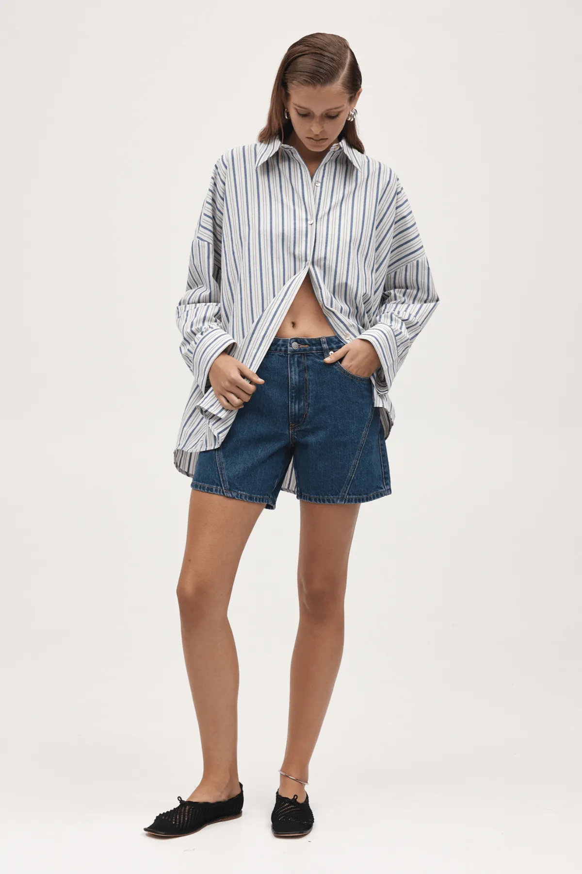 EDIE SHIRT CERULEAN STRIPE