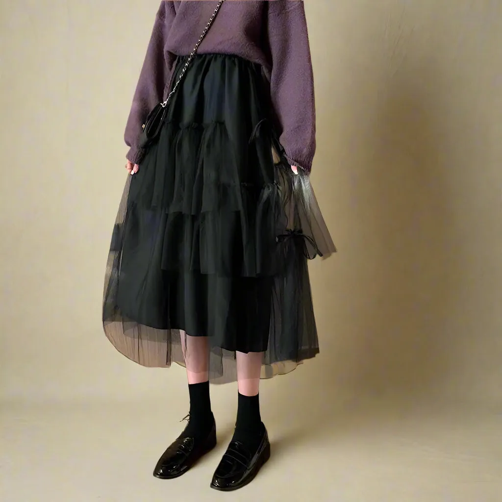 Fairycore Layered Tulle Maxi Skirt