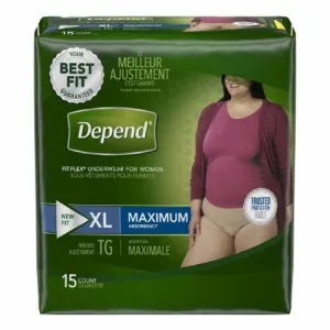 Female Adult Absorbent Underwear Depend  FIT-FLEX  Pull On with Tear Away Seams X-Large Disposable H Count of 15 By Kimberly Clark