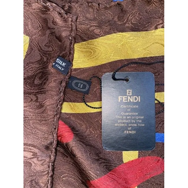 Fendi Colorful Graffiti Logo Xl Silk Scarf