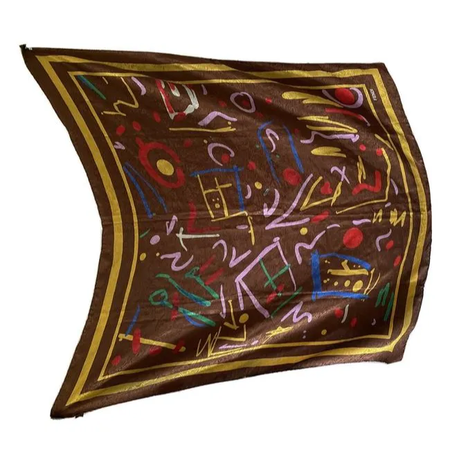 Fendi Colorful Graffiti Logo Xl Silk Scarf