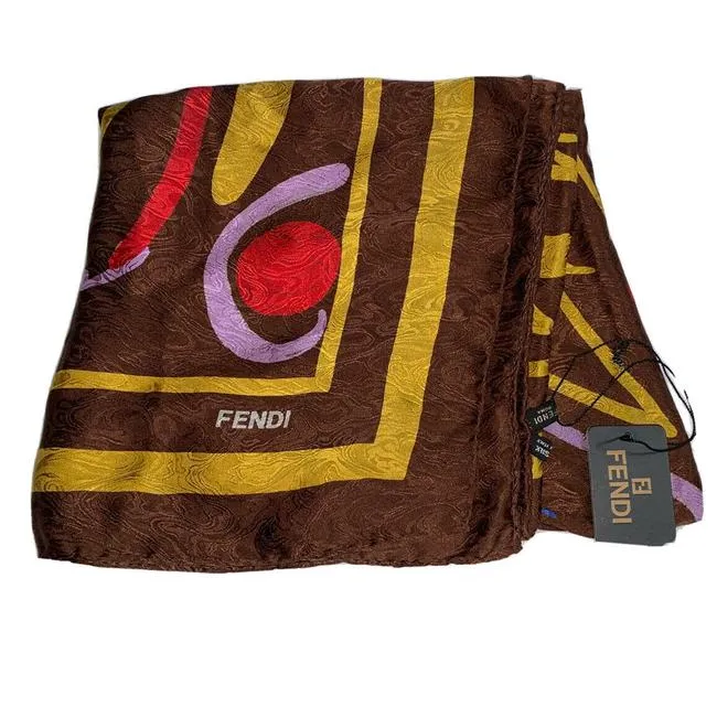 Fendi Colorful Graffiti Logo Xl Silk Scarf
