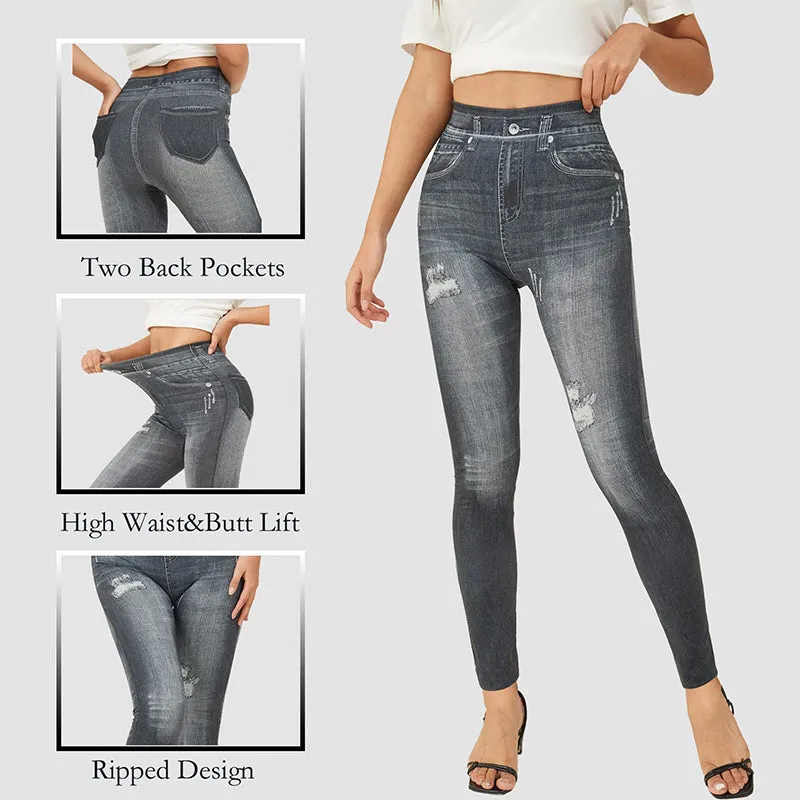 Fullsoft Women Jeggings Leggings High Waisted Denim Jean Slim Pants
