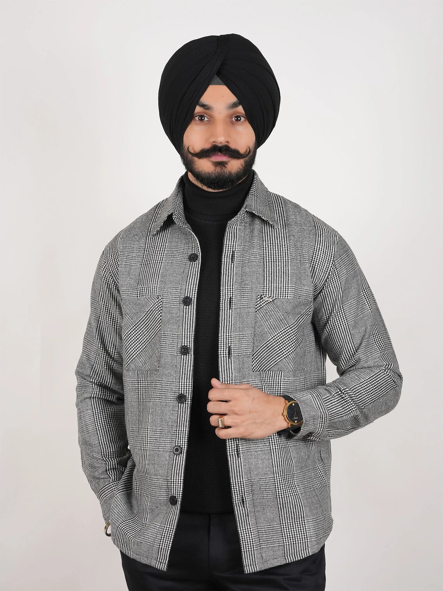 Houndstooth 6 Pockets Shacket