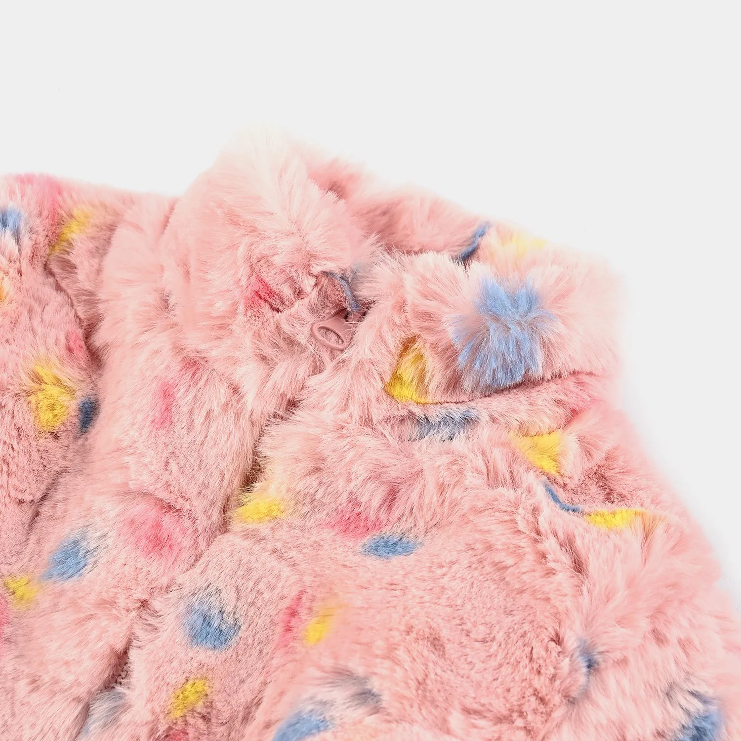 Infant Girls Sherpa Jacket Multi Dot-Pink