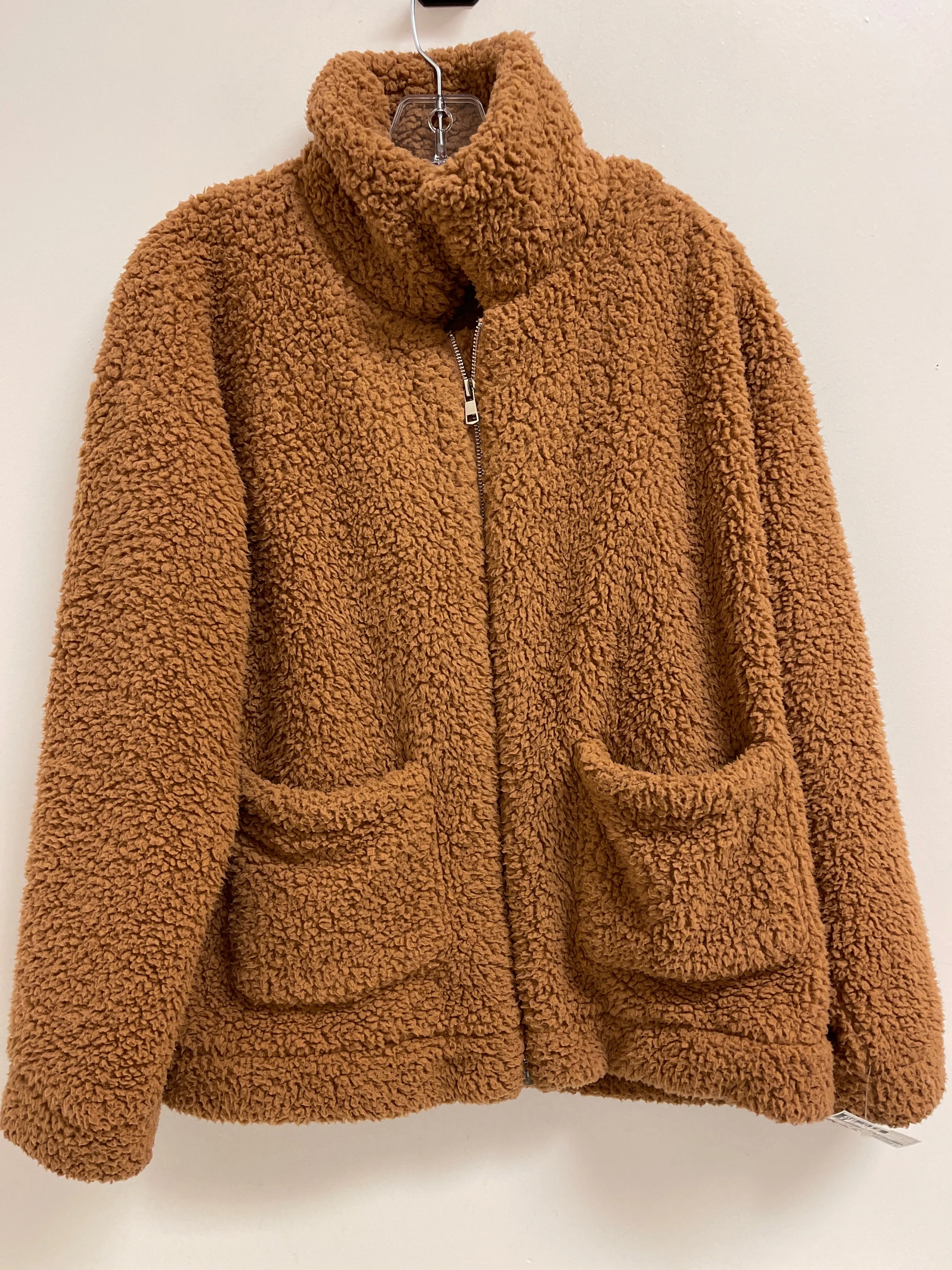 Jacket Faux Fur & Sherpa By Clothes Mentor In Brown, Size: L