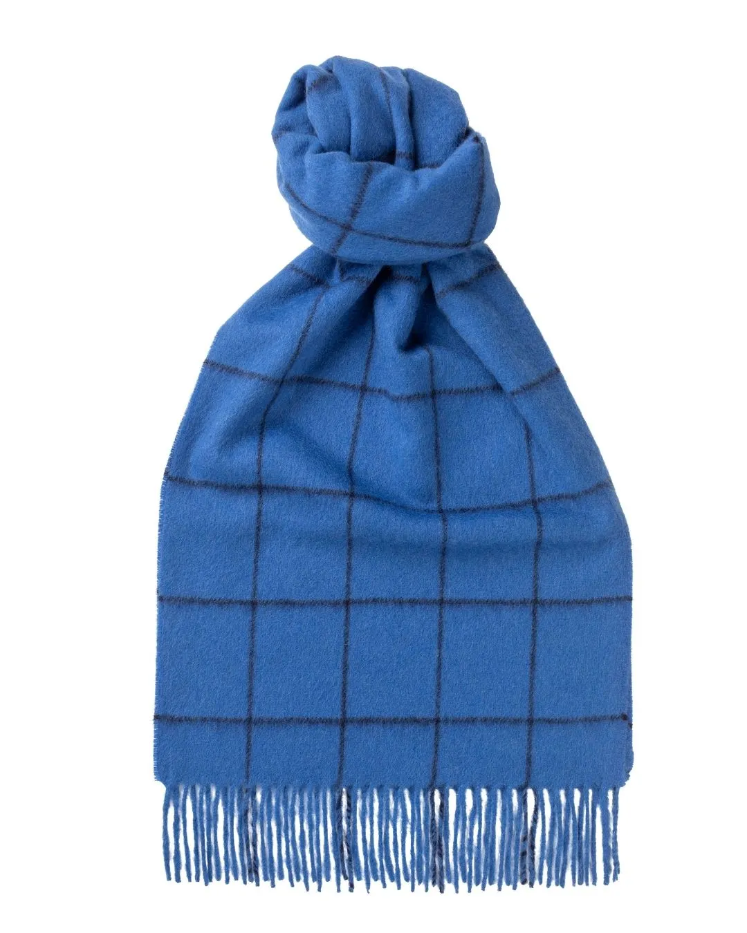 Joshua Ellis - Windowpane Cashmere Scarf Sapphire