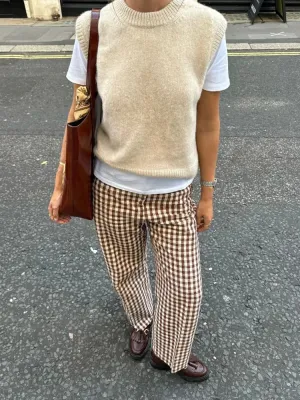 Joskaa Knitted Sleeveless Round Neck Casual Women's Vest Versatile Solid Color Simple Sweater Waistcoat Autumn Lady Commute Streetwear