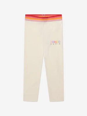 KENZO Girls Logo Print Leggings in Beige