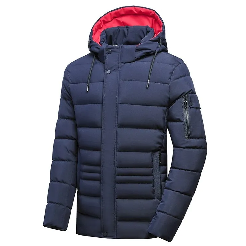 Men's Casual Windproof Solid Hooded Jacket