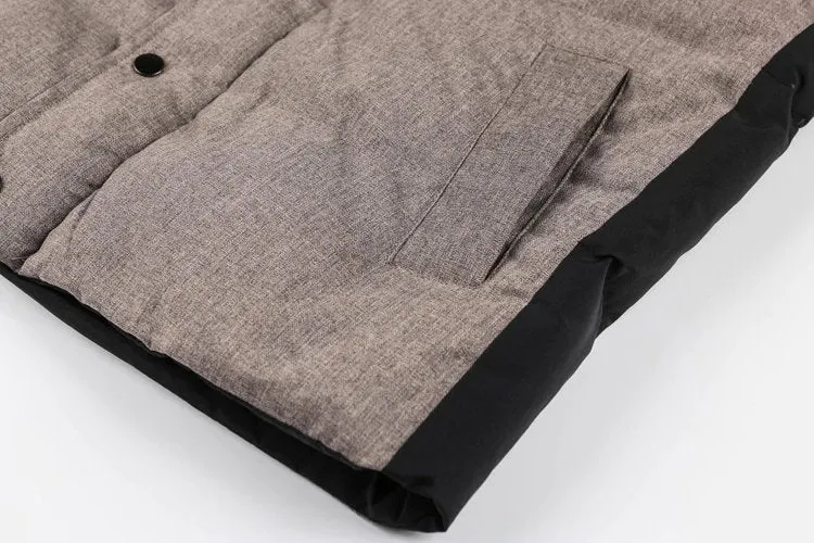 Men's Winter Warm Thermal Cotton-Padded Down Bomber With Knitted Hood