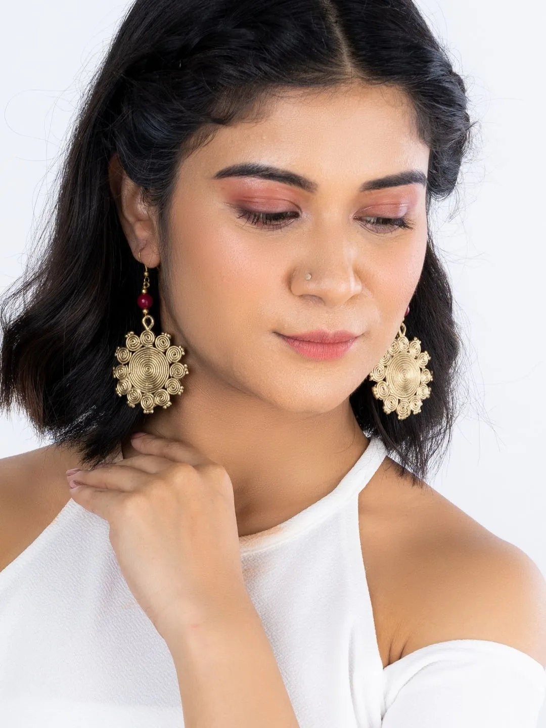 Miharu Geometric Circular Hook Earrings