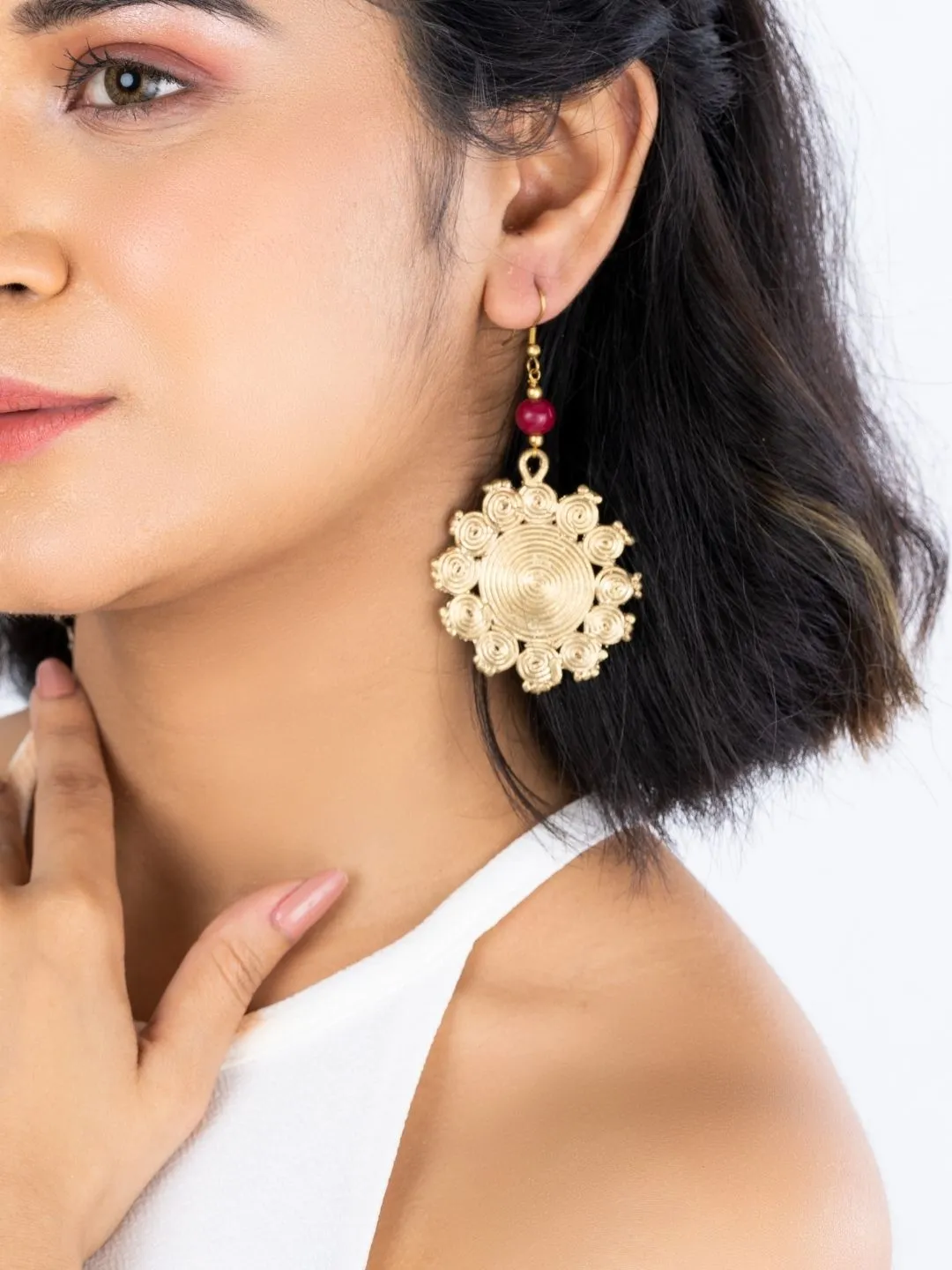 Miharu Geometric Circular Hook Earrings