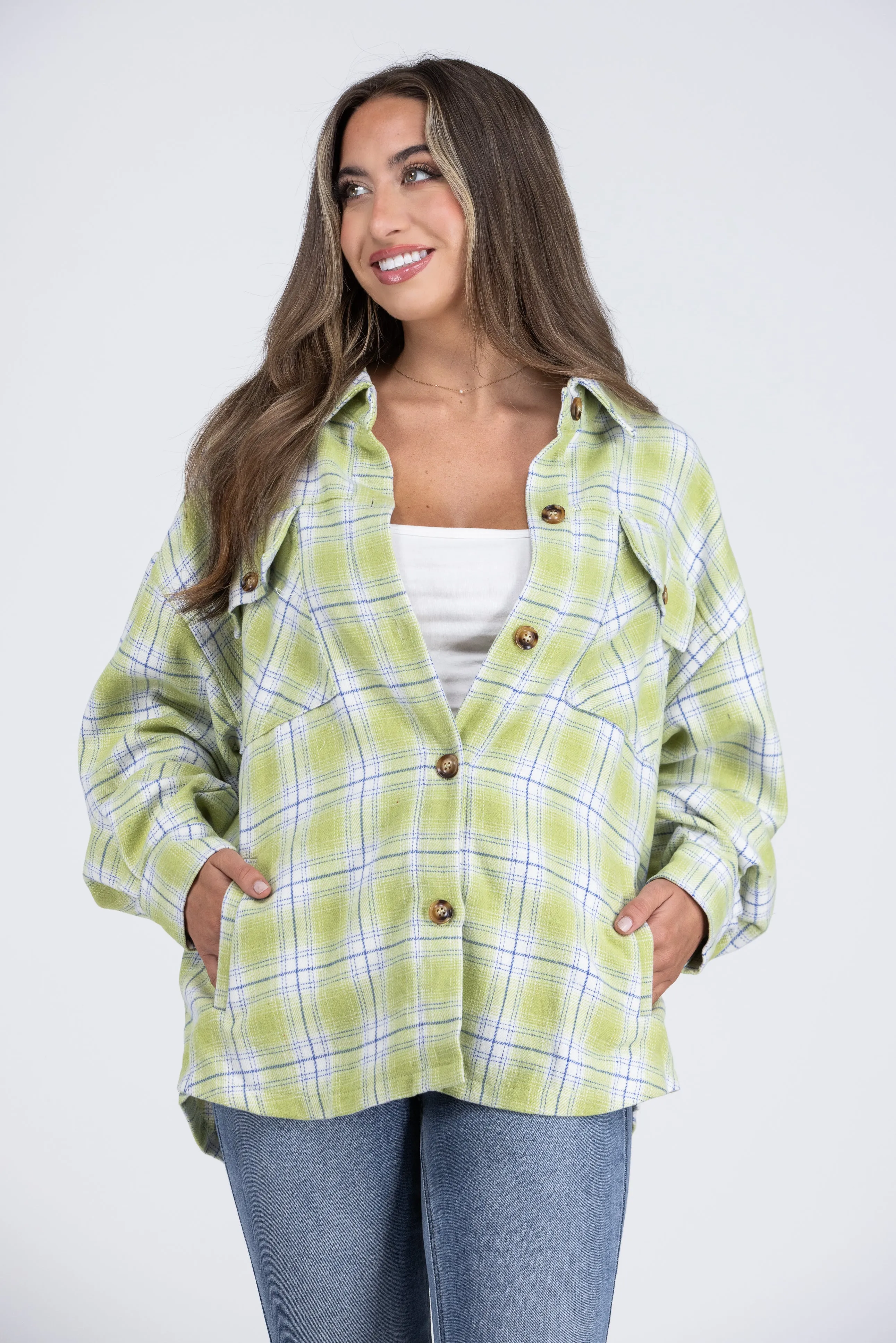 Outside Looking Pretty Plaid Shacket * Final Sale*