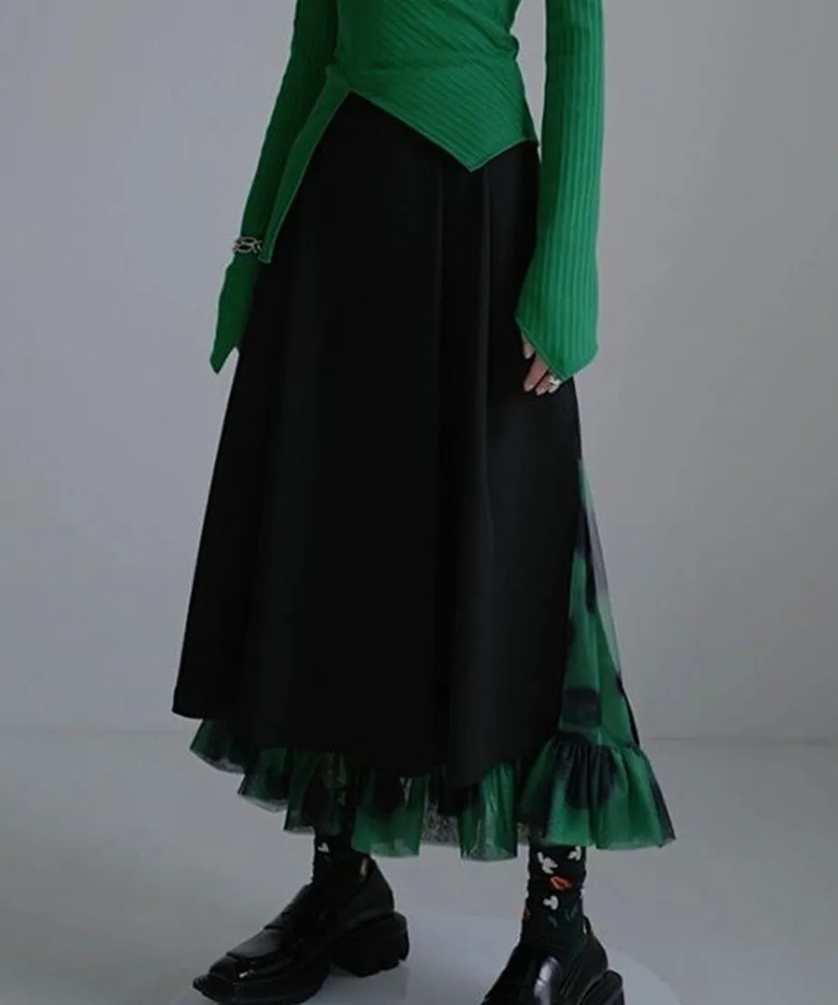 Ruffle Hem Layered Skirt