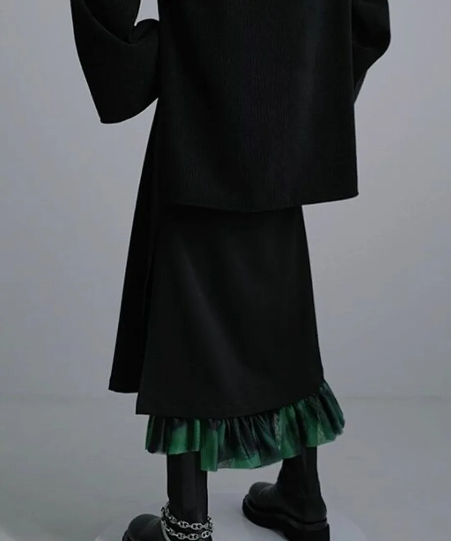 Ruffle Hem Layered Skirt