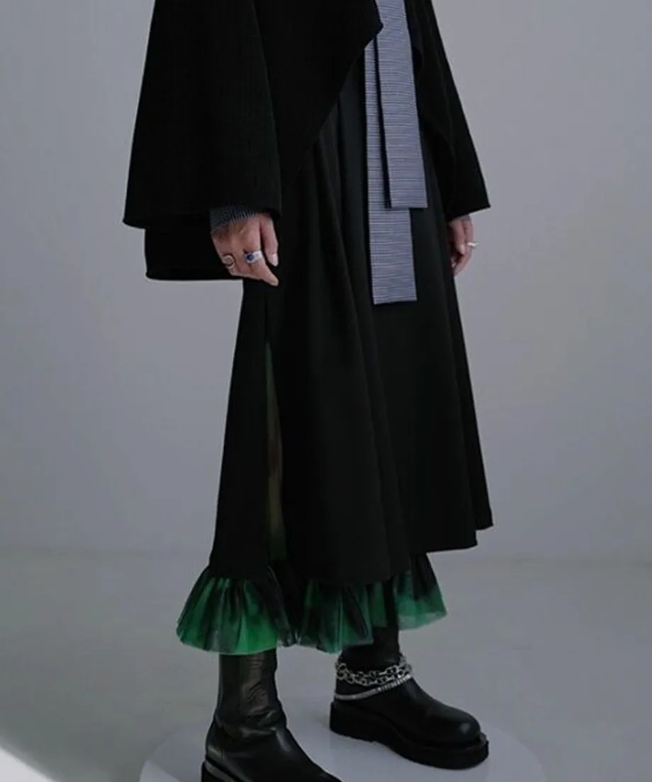 Ruffle Hem Layered Skirt