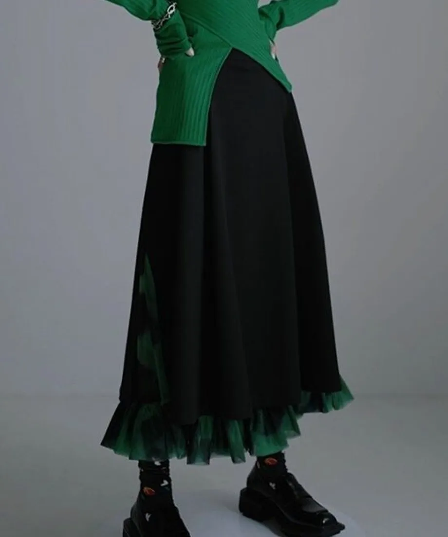 Ruffle Hem Layered Skirt