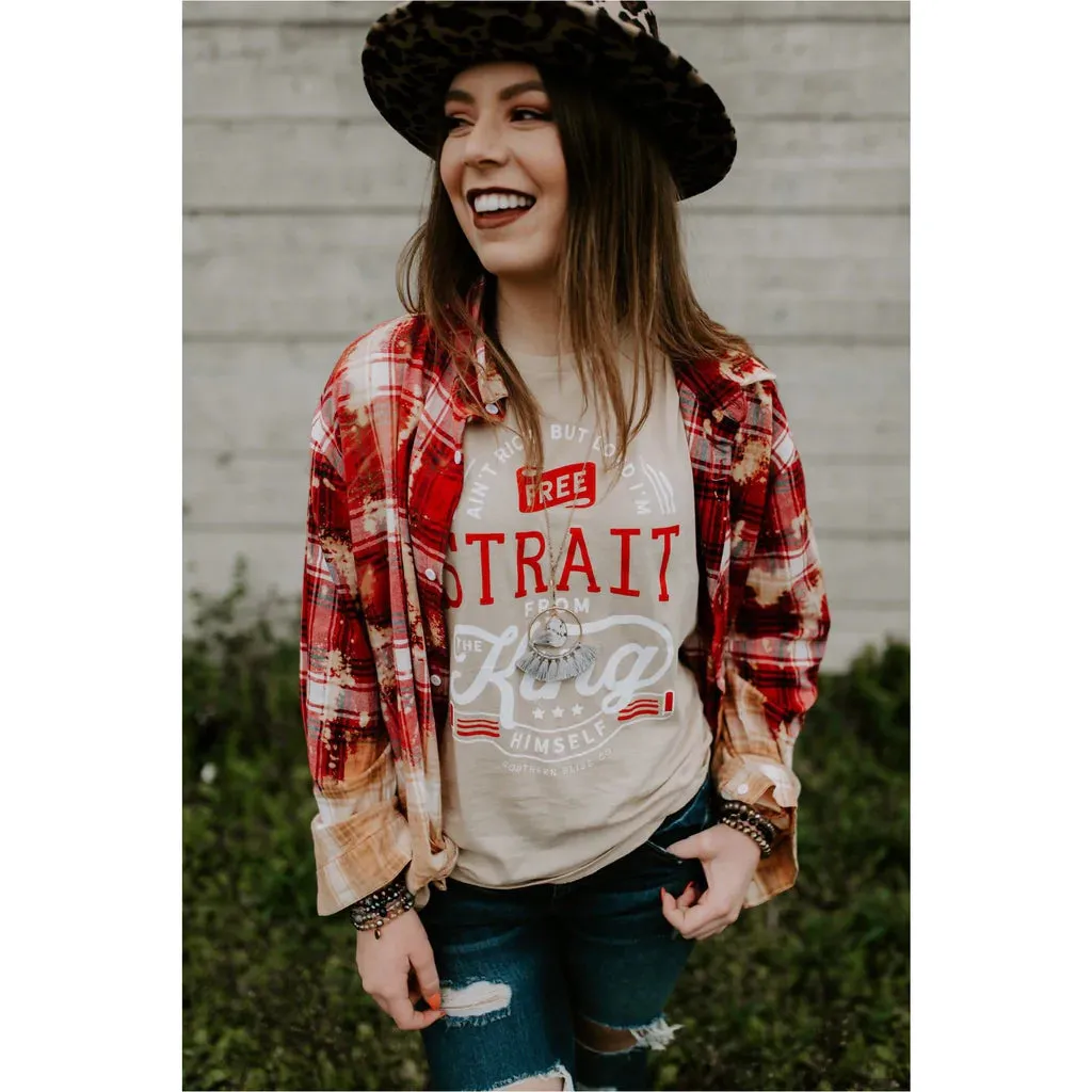 Southern Bliss Bleached Plaid Dipped Shacket